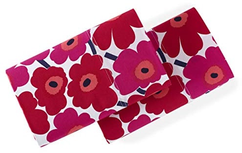 Marimekko - Kissenbezug-Set, Baumwoll-Perkal-Bettwäsche, Glatte und Coole Heimdekoration (Mini Unikko Rot, Standard)