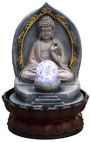 TuToy Carved Resin B Uddha Running Water Statue Fountain Feature Outdoor Decorations