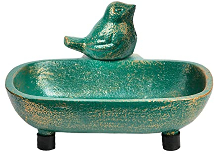 Porte-Savon pour Oiseau en Fonte Extra-Robuste Sungmor - 12,8 × 10 × 7,2 cm/Style Ancien/Vert rétro - Boîte à Savon décorative pour Patio Villa Ferme Salle de Bain Chic Décor de Bain
