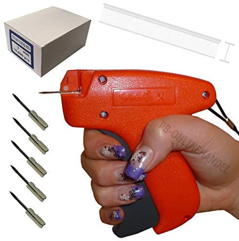 Etikettierpistole Saga X FEIN [7mm SET 2] + 10.000 NYLON-Fäden T-End zum Vorhänge falten + 5 Ersatznadeln Etikettiergerät Tag Gun | PB-Onlinehandel