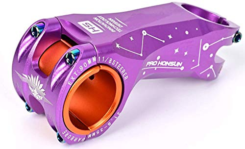 31.8/35mm -17 Grad 90mm Bike Lenker Vorbau Bunt 3D geschmiedete Legierung CNC Vorbau Fahrrad MTB Vorbau für Mountainbike, Rennrad, BMX, Track Bike (lila)