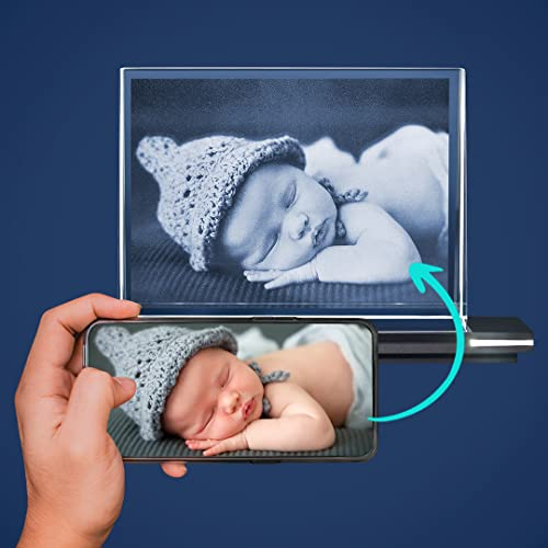 LOOXIS Glasfoto - Ihr Foto in hochwertiges Glas gelasert, mit hellem LED Leuchtsockel aus schwarzem Alu (Glasfoto mit Leuchtsockel, Gr. L Quer 135 x 100 x 35 mm)