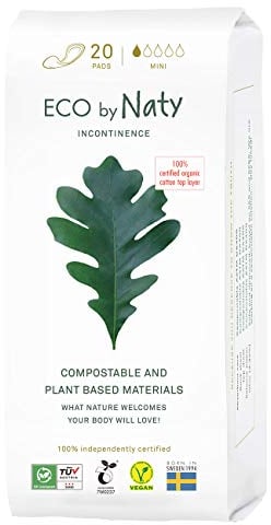 Eco by Naty Inkontinenzeinlagen für Damen Mini – Binden für die empfindliche Blase, Saugfähige und diskrete umweltfreundliche Damenbinden (20 Stück)