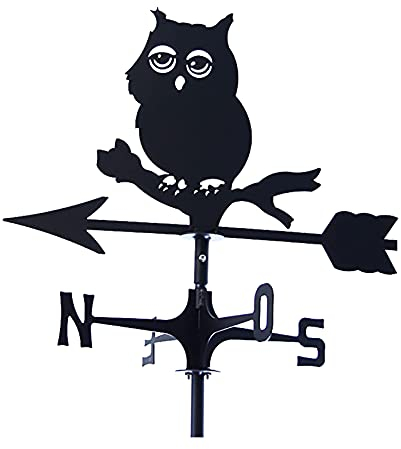 CNMJI Weather Vane Wetterhahn Eule Windfahne Durable Edelstahl Sprühfarbe Gartenarbeit Windanzeiger Bauernhof Pavillon Rasen Hof Garten Dekoration