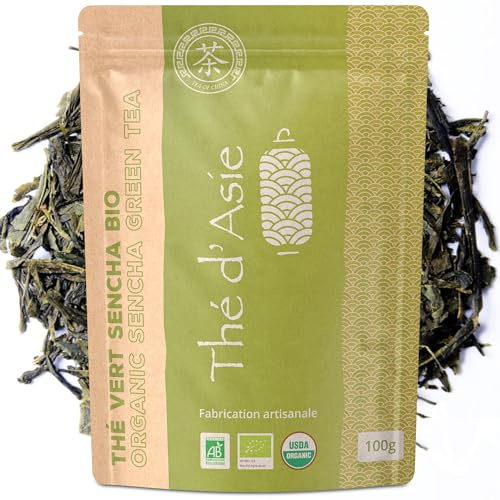 Khla - Thé Vert Bio 100 g - Thé Vert Sencha en Vrac - Chaud ou Glacé - Sans Pesticides - Sencha Japonais - Frais & Parfumé - Thé d’Asie - Origine Chine - Tisane & Infusion