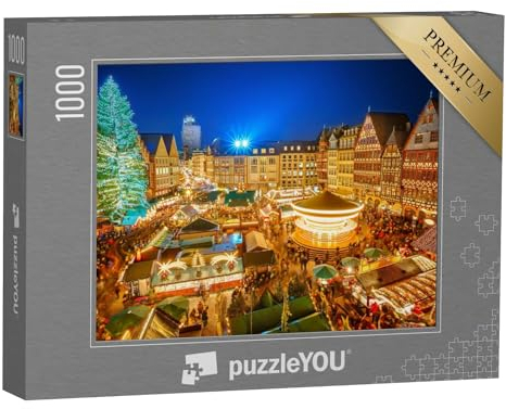 puzzleYOU: Puzzle 1000 Teile „Traditioneller Weihnachtsmarkt in der Altstadt von Frankfurt, Deutschland“ – aus der Puzzle-Kollektion Frankfurt, Deutsche Städte, Deutsche Großstädte