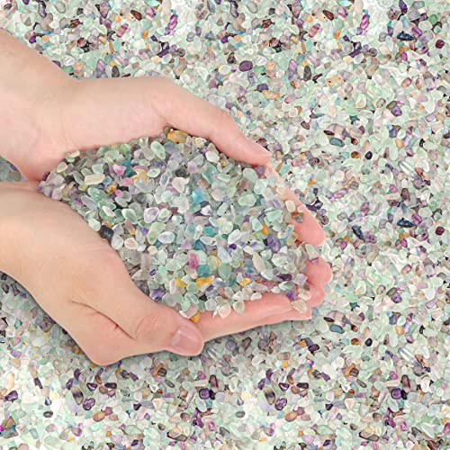 T4U Pietre Decorative Ghiaia 2 LB (900 g),Pietra per Piante Piccole Patatine Irregolari Lucidate Color Misto, Cristalli Schiacciati per La Creazione di Acquario Giardino Vaso Pesce Serbatoio Fai da