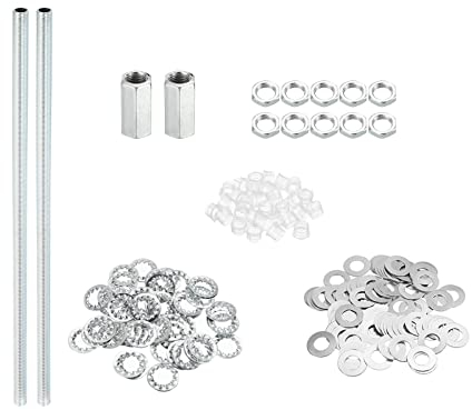 PATIKIL M10 Filettatura 300mm (11,81) Lampada Tubo Kit con Blocco Dadi Rondelle, Fissaggi Assortimento Ferramenta per Lampadario Soffitto Luce Fai Da Te, Zinco Placcatura