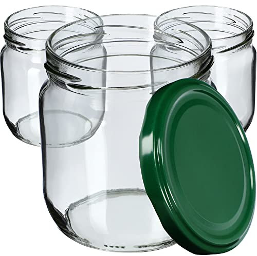 KADAX Lot de 24 pots à confiture en verre avec couvercle à visser, 425 ml, pour confitures, confitures, miel (vert)