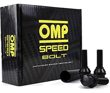 OMP Speed Juego de 20 Tornillos Desplazantes para Llantas M12X1.25 Conico Largo 32mm Llave 17/19 Color Negro DIN 10.9