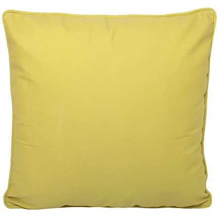 Fusion - Plain Ochre Outdoor Cushion (43 x 43cm) - UV Resistant - Water Resistant - 100% Cotton - Filling Included - Piped Edge Cushion in Ochre - Garden Cushion with Cover Included/Cushion Insert