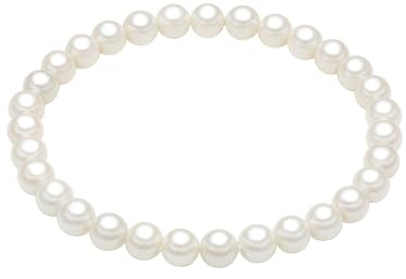 Rafaela Donata Damen Armband | Muschelkernperle, ca. 6,0 mm, weiß, rund, flexibel, ohne Verschluss, Nylon