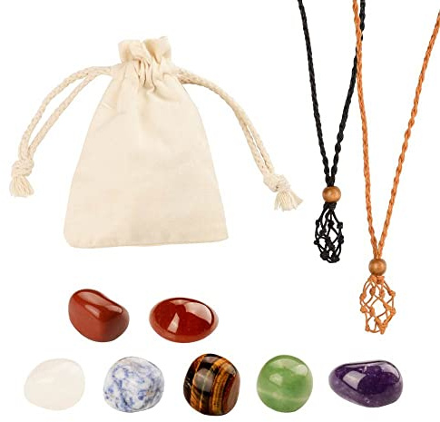 Juego de Cristales Curativos Naturales, siete Piedras de Chakra, collar 7 Piedras de Chakra, Cristales de Energía Para Meditación (Pack) (Siete chakras 1)