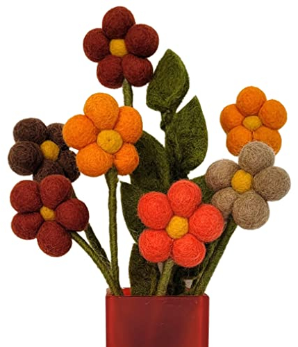 your castle Blumenstrauß aus 7 handgearbeiteten Filzblumen & 1 AST, fairer Handel, nachhaltige Deko aus Filz, realistische Kunstblumen, Textilblumen, Filzset Blumen, Stoffblumen, Filzblüten, Lima