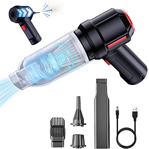 WingFly Aspiradores de Mano Inalámbricos, 5500 mbar Mini Aspirador con Potente succión, Aspirador portátil de Coche para PC, portátil, Teclado, inflar/desinflar para Anillo de natación (Negro)