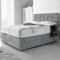 DBZ BEDS Reinforced King Size Bed Set 5 FT with 2000 Series Mattress - Silver Crushed Velvet Divan Beds Set with Various Storage Options – 26 Inch Headboard with Chrome Glider Feet (KingSize)