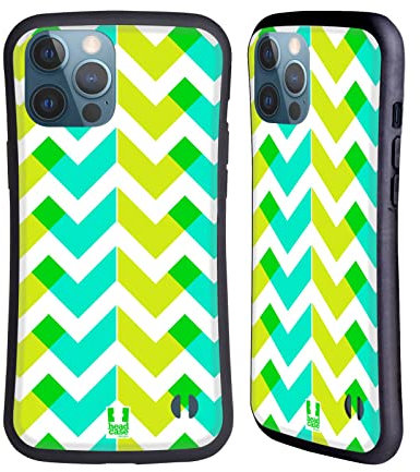 Head Case Designs Lime Green And Teal Neon Zigzag Hybrid Case Compatible With Apple iPhone 13 Pro Max