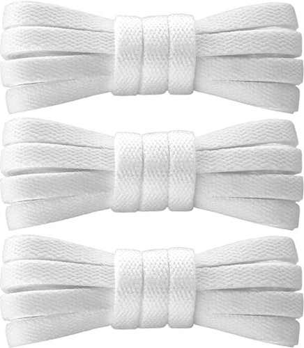 CORD ON - Cordon plat en coton blanc largeur 8 mm – Multipack 3 pc. (115 cm), blanc, 115 cm