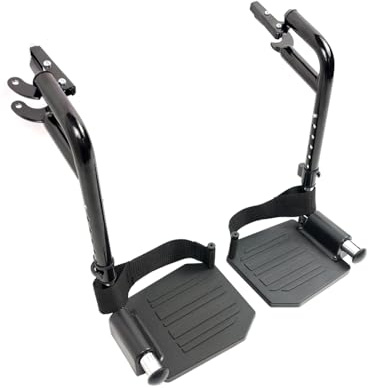 ForconMed Reposapiés económico para sillas de ruedas estándar y silla de transporte, negro, plástico antideslizante, universales oscilantes, piezas de repuesto