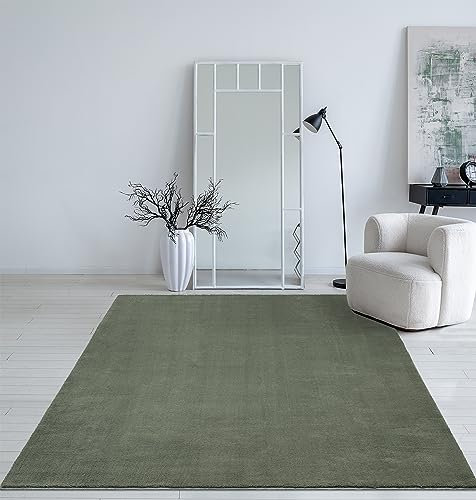 Mia´s Teppiche Taos kuscheliger Kurzflor Teppich, Anti-Rutsch Unterseite, Waschbar bis 30 Grad, Super Soft, Felloptik, Forest, 240 x 340 cm