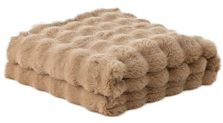 Fudaiki Kunstfell Kuscheldecke Karierte Decke Weiche Decke Warm Leichte Fleece Decke Überwurf für Sofa Sessel Schlafzimmer Fleecedecke 200x230cm Braun