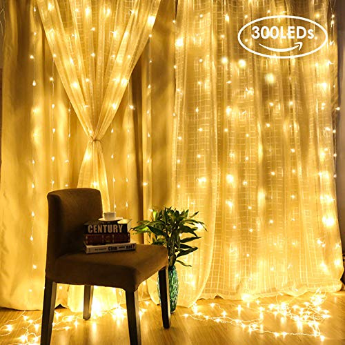 Uten Christmas Fairy String Lights 3m*3m 300 LED Copper Wire Light Battery Powered Warm White Festival Decorations Party Wedding Indoor Outdoor