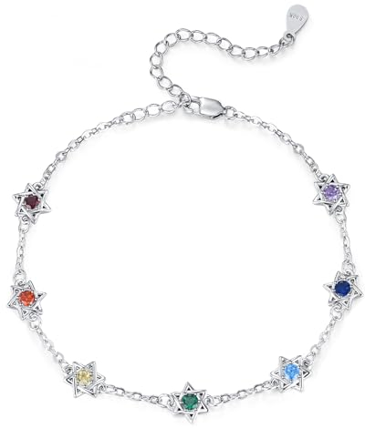 REDSUN Chakra Armband 925 Sterling Silber Keltische Knoten Armband Damen Yoga Schmuck 7 Chakra Armband Verstellbarer Boho Geschenk für Mädchen