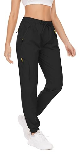 Women's Cargo Joggers Lightweight Quick Dry Hiking Trousers Outdoor Casual Workout Running Walking Pants (2066,Black,XS)
