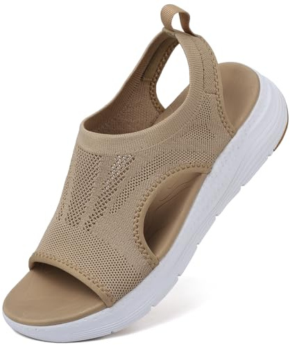 DimaiGlobal Sandali Donna Estive Comodi Ortopedici con Punta Aperta Scarpe Lavabili Sandalo Sportivo Scarpe con Zeppa 39EU Moka
