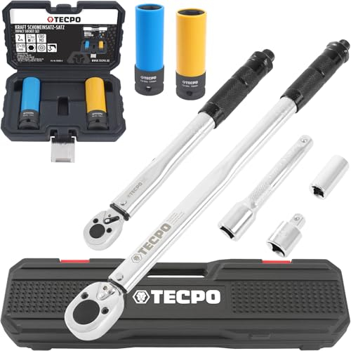 TECPO 2x Drehmomentschlüssel 1/2 28-210Nm + 1/4 5-25Nm + Schoneinsatz 17/21mm