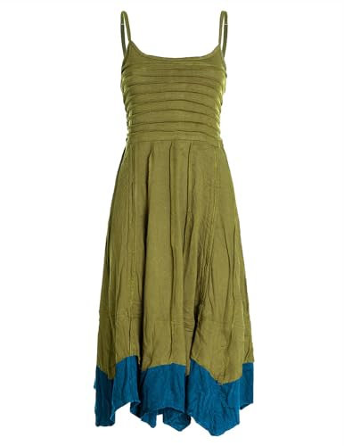 Vishes Damen Sommerkleid mit Spaghettiträgern in Olive I Größe L (40-42) I 100% Baumwolle I Träger-Kleid I Ideal für Frühjahr & Sommer I Nachhaltige Alternative Bekleidung