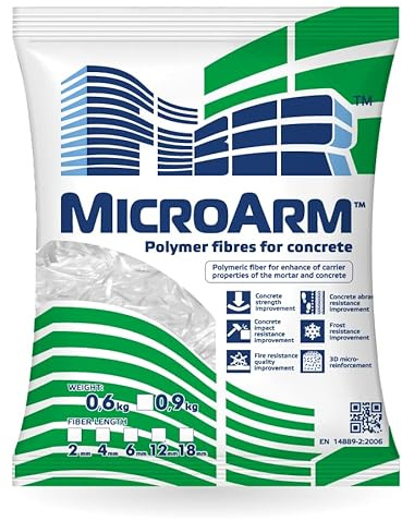 Polypropylen Faser (2-18 mm) / PP Fasern MicroArm für Beton, Industrieböden, Estrich, Mörtel, Putz (MicroArm 4 mm 600 g)