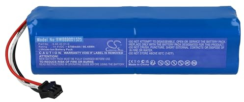 vhbw 1x Akku kompatibel mit Proscenic M8 Pro, U6, M7 Max, Ultenic T10, M7 Pro, M6, M7 LDS Saugroboter (6700 mAh, 14,4 V, Li-Ion)