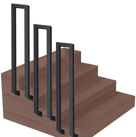 XNYXLPP Handlauf für seitliche Montage im Innen- und Außenbereich, Treppengeländer mit Installationssatz, Handlauf, Lattenrost, schmiedeeiserne, Schwarze Sicherheitshandläufe für Holz (45cm(1.5ft))
