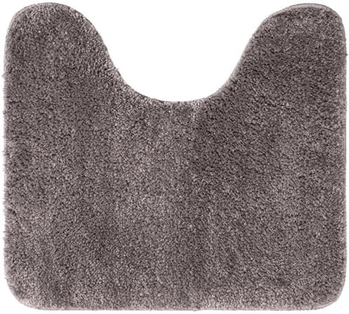 Brandsseller WC Vorleger 45x50 cm mit Ausschnitt aus weichem Mikrofaserstoff rutschfeste Badteppichmatte für Toilette WC-Grau