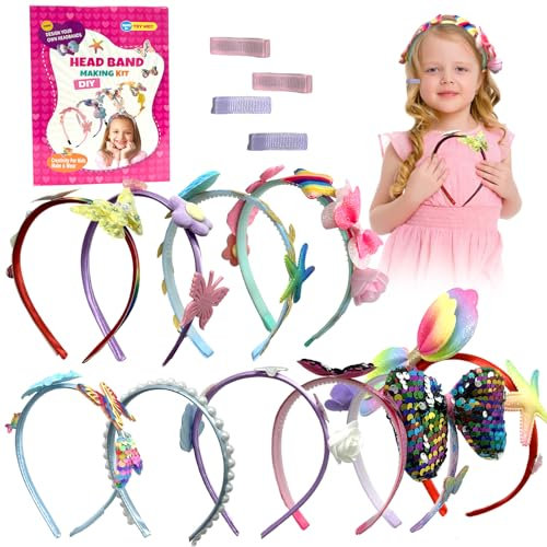 Serre Tete Fille, Kit de Fabrication de Bandeaux pour Filles, Serre-tête Bricolage, Bandeau Artisanat Filles, Accessoires Cheveux DIY Enfant, DIY Set Bandeau pour Fille, Jouet pour Filles De 5-12 Ans