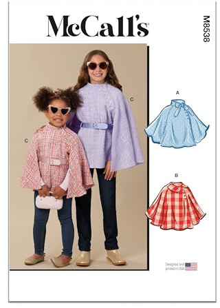 MCCALLS Sewing Patten M8538HH Children's and Girls' Capes HH (3-4-5-6)