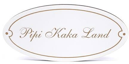 Dekolando Deko Türschild oval - Pipi Kaka Land - Schild 15 x 7 cm - Schilder Türschilder Namensschilder Wohnung selbstklebend Holzschild Tür Holzschilder