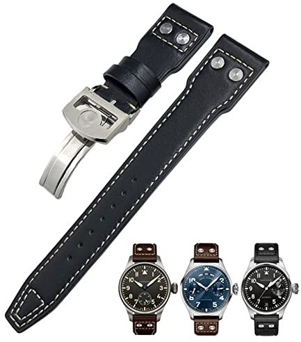 GSZCCZS 20 mm echtes Lederarmband für IWC Big Pilot Watch Mark 18 Spitfire Hamilton, weiches Rindsleder-Uhrenarmband