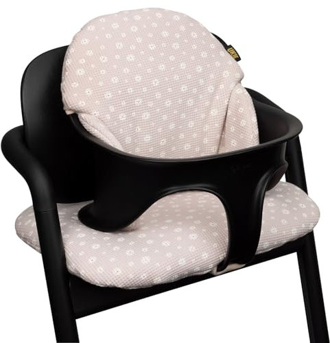 Ukje 3 Stück Kissen kompatibel mit CYBEX Lemo - Dickes - Atmungsaktives Baumwollgewebe 100% Oeko-Tex Baumwolle - Wasserdichtes Futter - Handgefertigt in EU (Pink daisy)