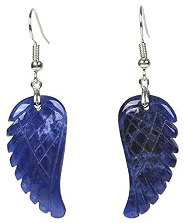 SGKOMN Ohrhänger für Damen, Damenohrringe, hängender Sodalith-Anhänger, Ohrring, modischer Chakra-Reiki-Energie-Engelsflügel, baumelnde Ohrringe für Damen und Mädchen, Charm-Schmuck