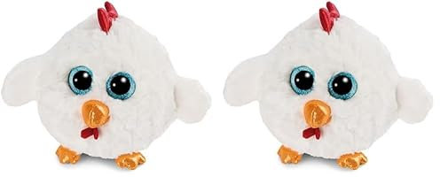 NICI Glubschis: Das Original – Glubschis Henne Henlou 15cm – Kuscheltier Henne mit großen Augen – Flauschiges Plüschtier mit großen Glitzeraugen – Schmusetier für Kuscheltierliebhaber (Packung mit 2)