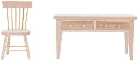 ARTOCT Puppenhaus Mini-Möbel Miniatur Schreibtisch Stuhl Set Holz Maßstab 1:12 Modell Tisch Spielzeug