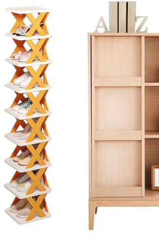 Fyrdyn Porte-Chaussures Vertical | Organisateur de Pantoufles et Porte-Chaussures Haut Pliable | Debout Gain de Place pour Entrée Placard Petits Espaces