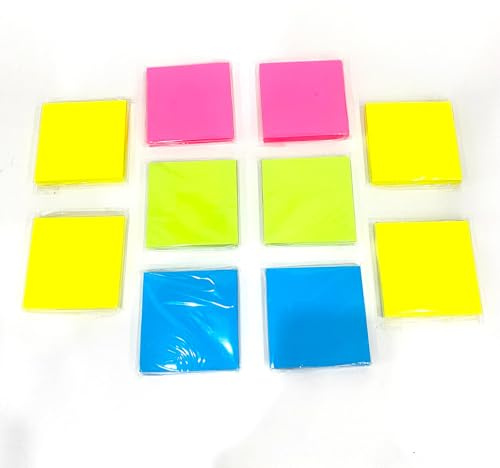 1000 Hojas Notas Adhesivas de Colores,10 Blocs 76x76mm Notas Autoadhesivas Sticky Notes,Taco de Notas para Oficina,Hogar,Escuela,4 Colores Rojo Verde Azul Amarillo