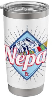 Nepal Vintage Design with Flags and Mountains Souvenir Stainless Steel Insulated Tumbler