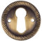 Rope Pattern Aged Brass Decorative Keyhole Escutcheon | 1 Diameter | Antique Reproduction Keyhole Cover Escutcheon Plate for Cabinet Door, Dresser Drawer, Desk | UA-80AB