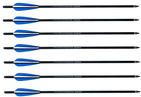 12 Piezas Flechas de Ballesta 20 Pulgadas Flechas de Carbono 18 22 Pernos Flechas para Ballesta (Azul, 20)
