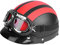 Roller-Helm, Universal-Motorrad-Roller aus Kunstleder mit offenem Gesicht, halber Helm und Visier -Brille (Rot)