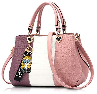 NICOLE & DORIS 2025 Neue Frauen tasche Damen Leder Handtasche Mode Umhängetasche Mit Pompon abnehmbarem Schultergurt Handtasche Rosa
